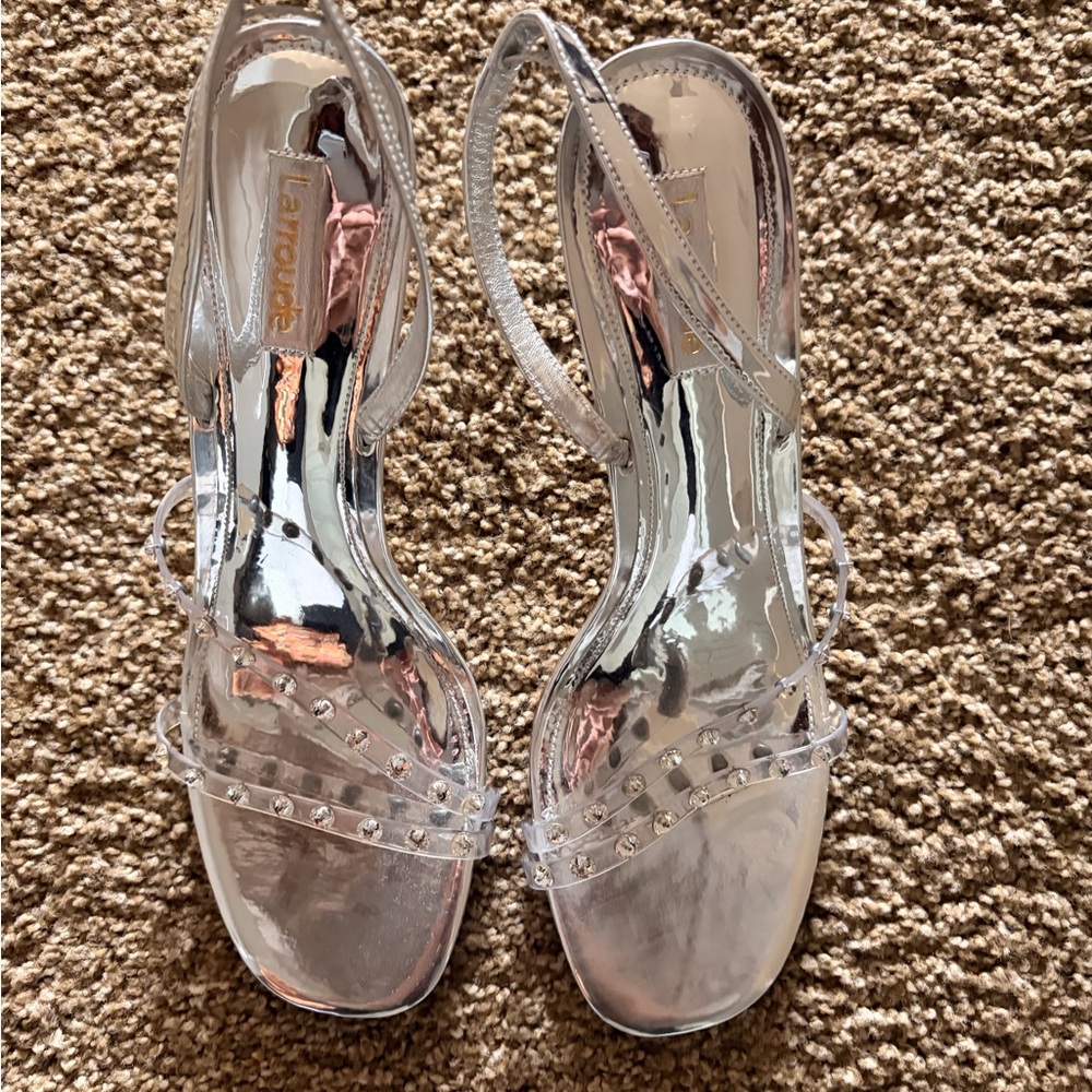 Larroude Silver Heels